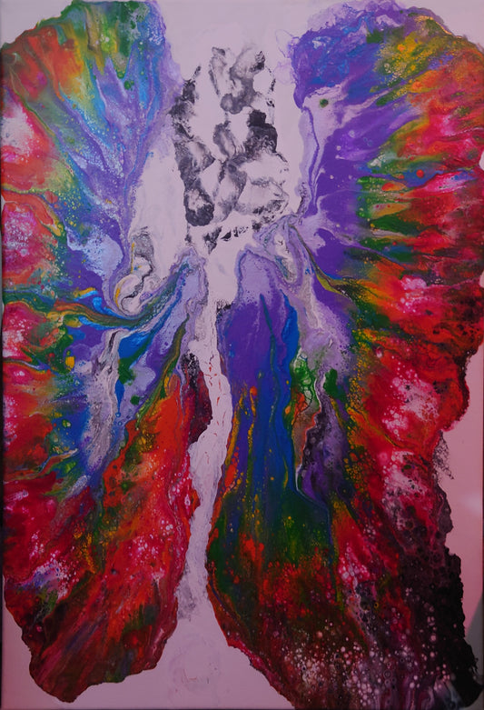"the unfurling" Rainbow Angel Wings white base