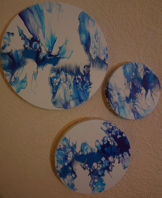Blue Waves set of three.